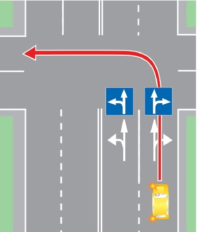 Поворот налево в нарушение требований, предписанных дорожными знаками и (или) разметкой проезжей части дороги.